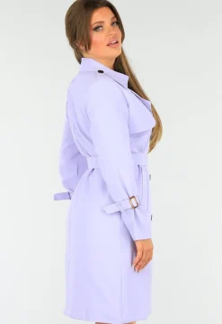 Lila Trenchcoat met Knoopsluiting