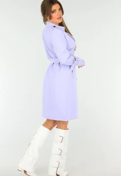 Lila Trenchcoat met Knoopsluiting