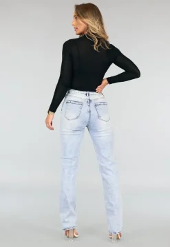 Longsleeve Glitter Body met Vloeiende Lijnen Patroon Zwart