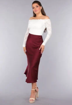 Longsleeve Off-Shoulder Lace Top in Wit
