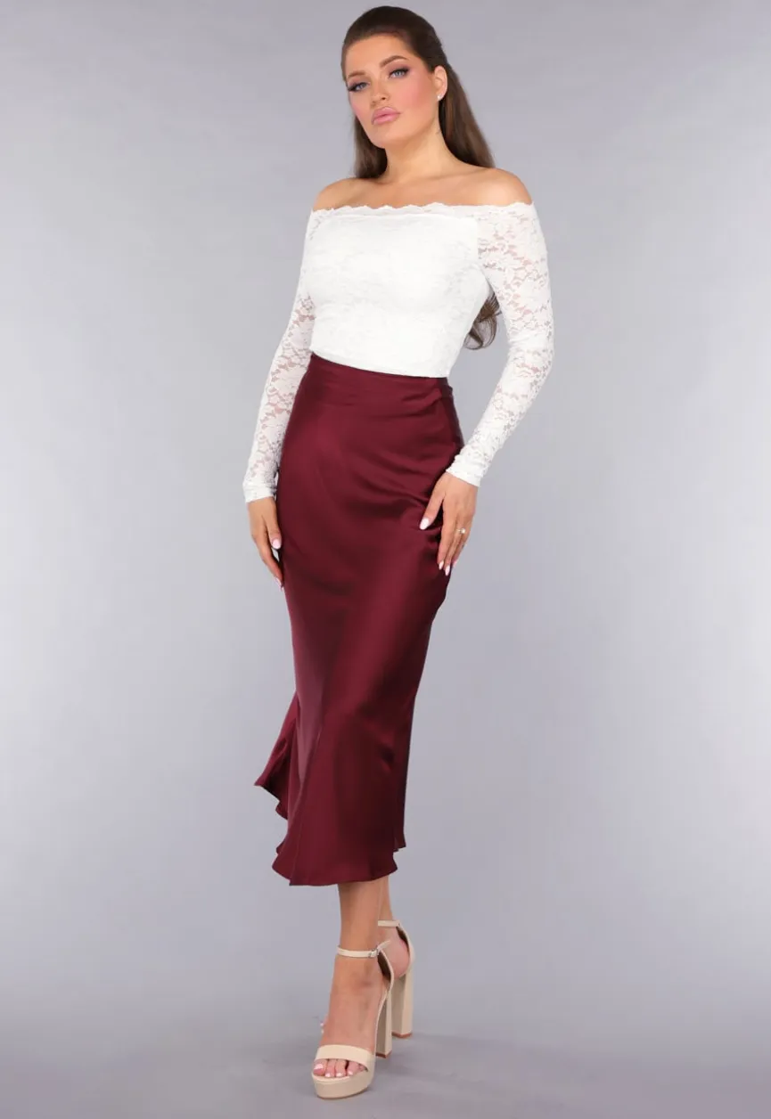 Longsleeve Off-Shoulder Lace Top in Wit