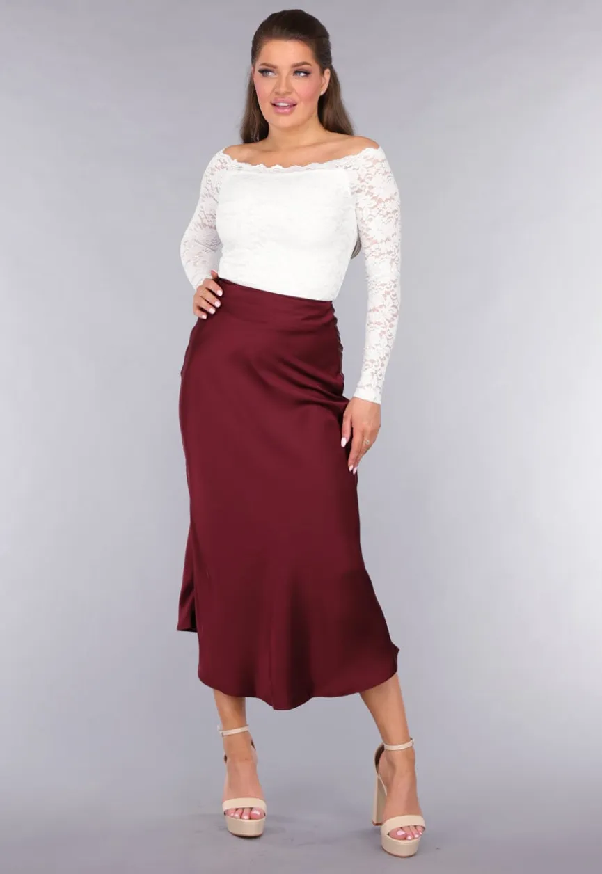 Longsleeve Off-Shoulder Lace Top in Wit