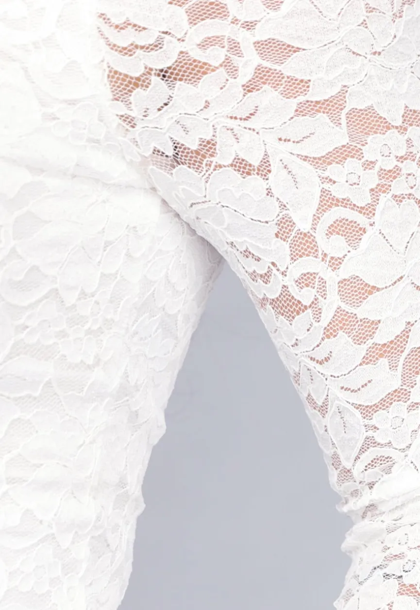 Longsleeve Off-Shoulder Lace Top in Wit