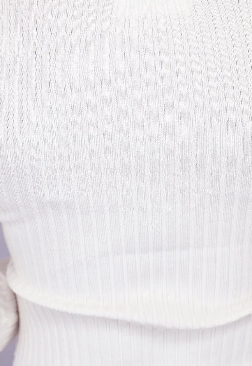 Longsleeve Rib Top in Gebroken Wit