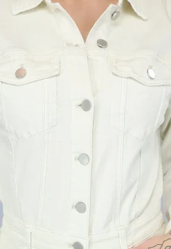 Longsleeve Straight Leg Jeans Jumpsuit in Crème