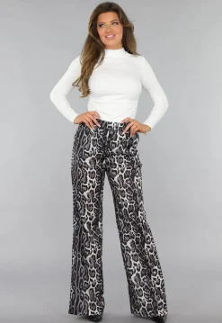 Longsleeve Witte Top met Hoge Kraag