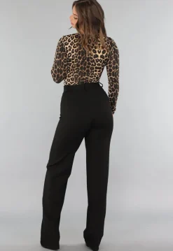 Luipaardprint Bodysuit met Vierkante Hals