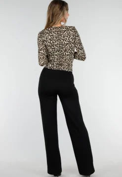 Luipaardprint Top met Lange Mouwen en Ringdetail