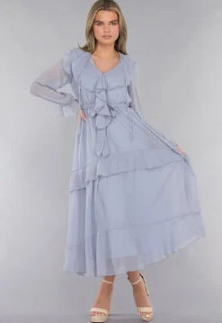 Maxi Jurk in Blauw met Ruffles