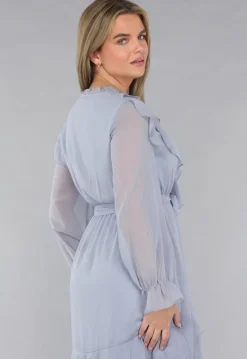 Maxi Jurk in Blauw met Ruffles