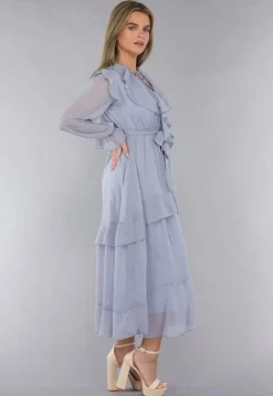 Maxi Jurk in Blauw met Ruffles