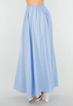 Maxi Rok in Lichtblauw met Elastische Tailleband