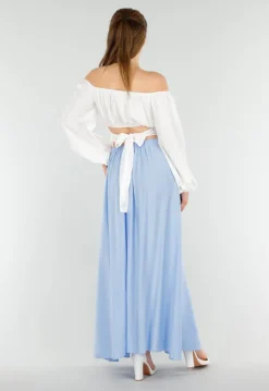 Maxi Rok in Lichtblauw met Elastische Tailleband