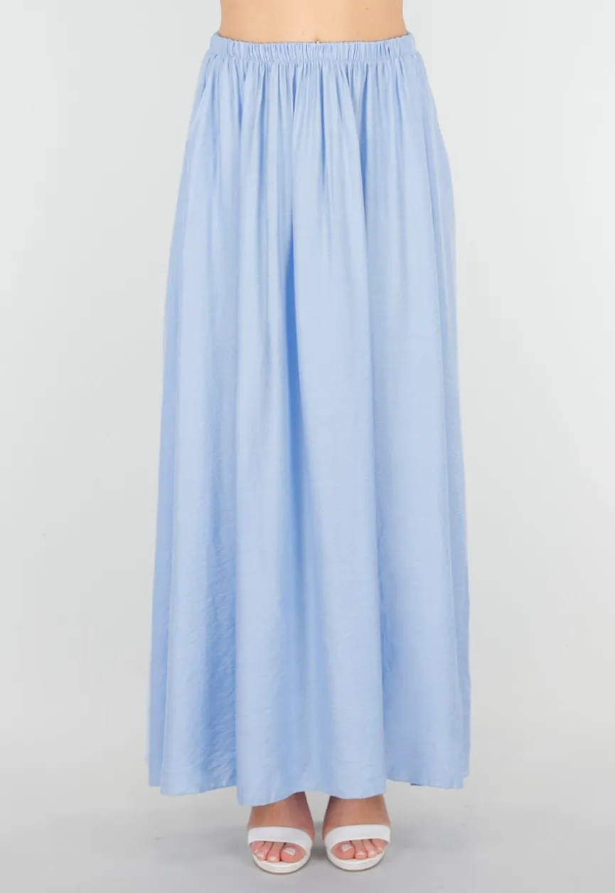 Maxi Rok in Lichtblauw met Elastische Tailleband