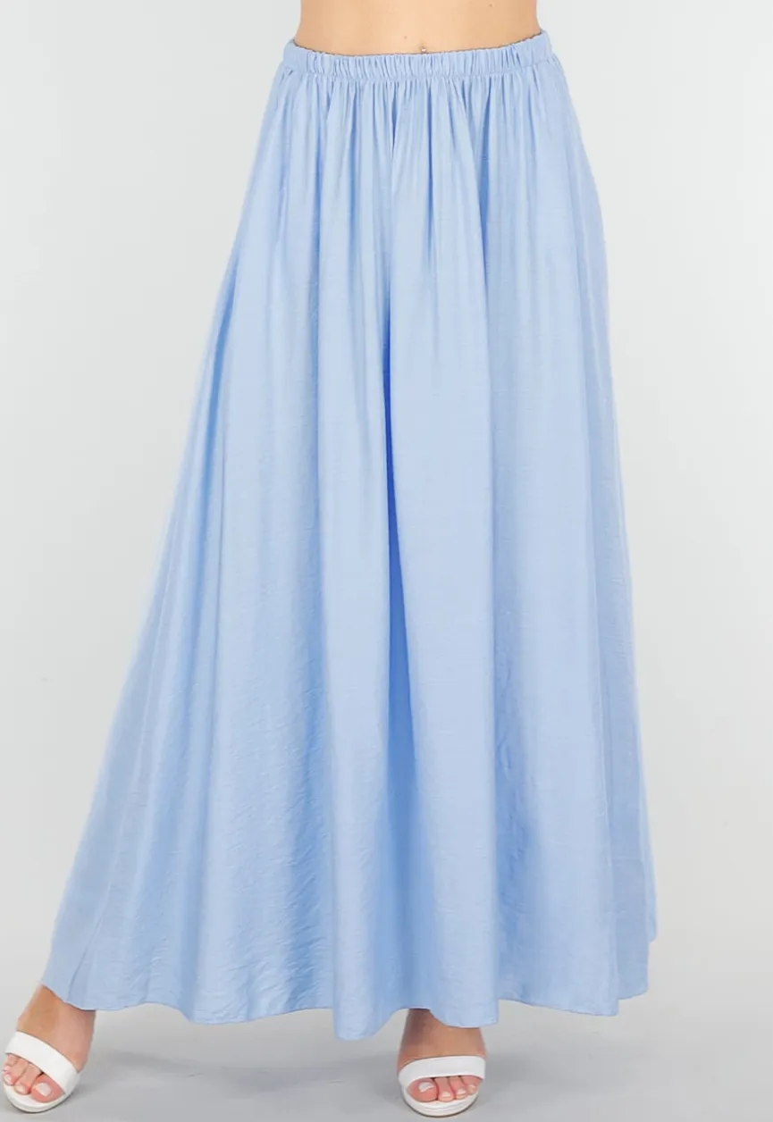 Maxi Rok in Lichtblauw met Elastische Tailleband