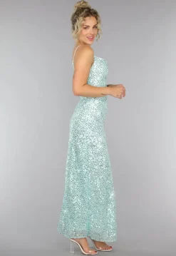 Maxi Split Jurk Pailletten Jurk in Mintgroen