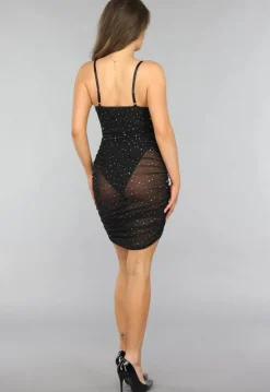 Mesh Glitter Jurk met Korset Look