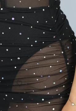 Mesh Glitter Jurk met Korset Look