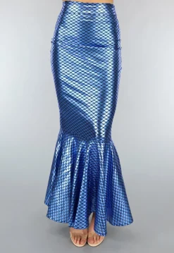 Metallic Blauwe Zeemeermin Schubben Rok
