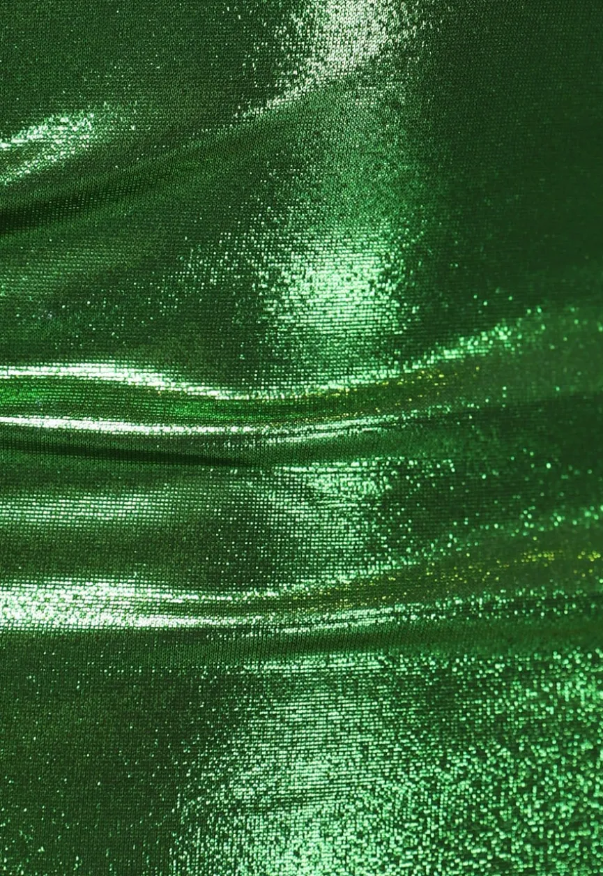 Metallic Groene Jurk met One Shoulder