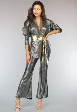 Metallic Retro Jaren 80 Kostuum met Tailleband