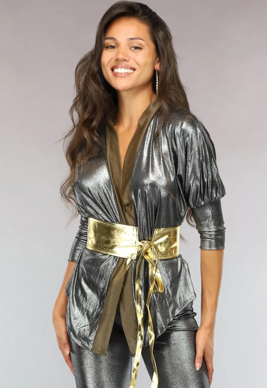 Metallic Retro Jaren 80 Kostuum met Tailleband