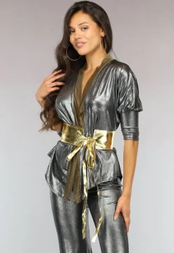 Metallic Retro Jaren 80 Kostuum met Tailleband