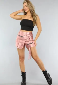 Metallic Roze Overslag Cargo Skort