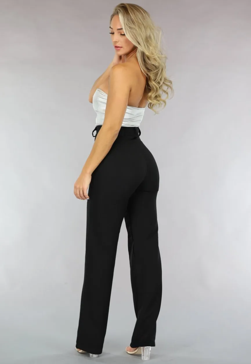 Metallic Zilveren Strapless Top met Sweetheart Halslijn