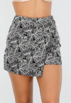 Minirok met All Over Print in Zwart en Beige