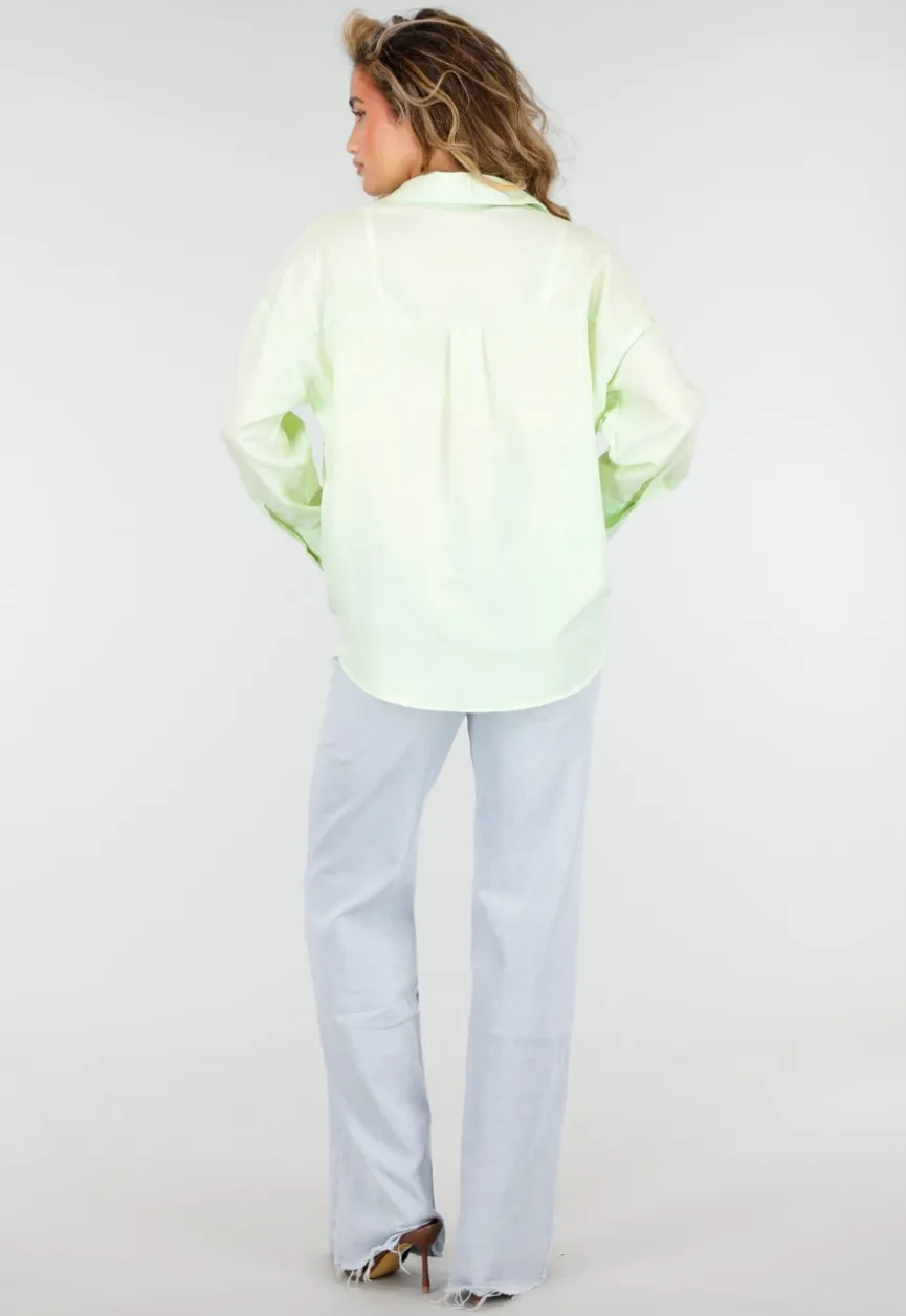 Mintgroene Blouse met Knoopsluiting
