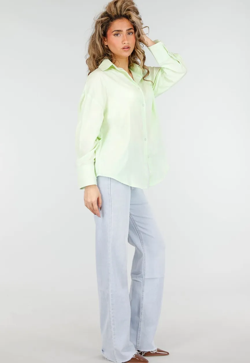 Mintgroene Blouse met Knoopsluiting