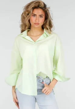 Mintgroene Blouse met Knoopsluiting