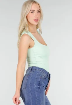 Mintgroene Body met Vierkante Hals en Brede Bandjes