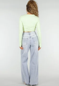 Mintgroene Crop Top met Twist Detail en Pads