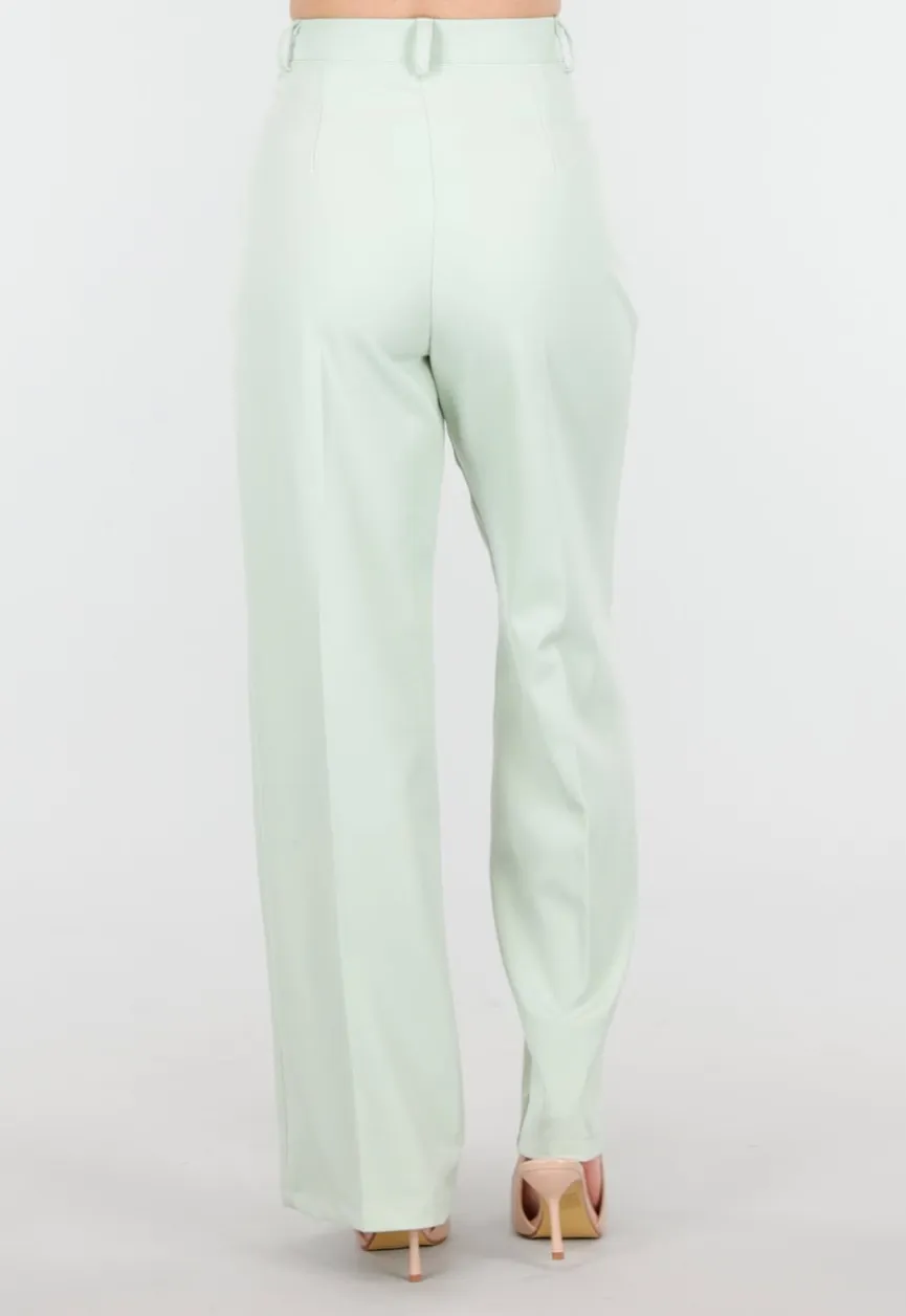 Mintgroene Wide Leg Pantalon
