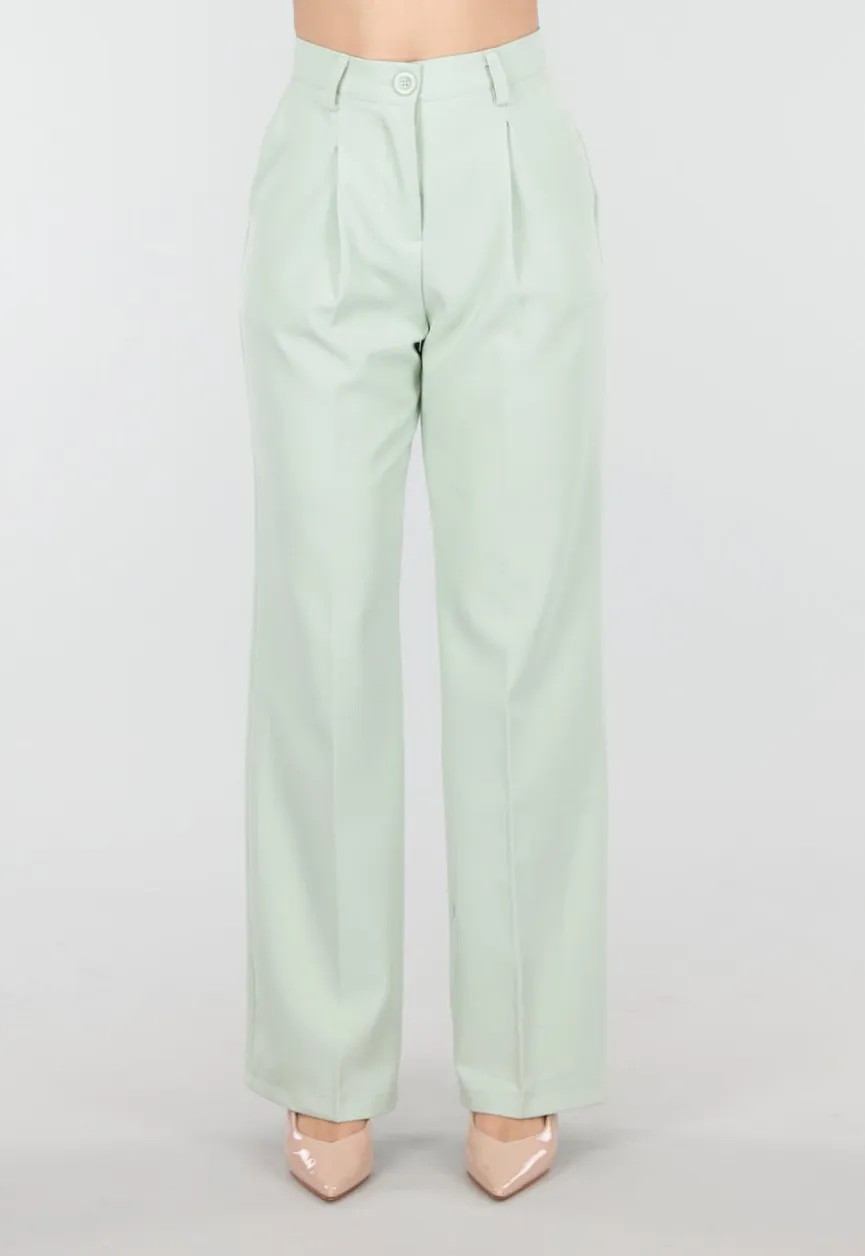 Mintgroene Wide Leg Pantalon