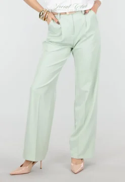 Mintgroene Wide Leg Pantalon