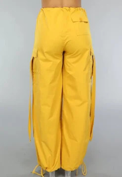 Mosterd Gele Parachute Broek met Zakken