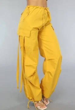 Mosterd Gele Parachute Broek met Zakken