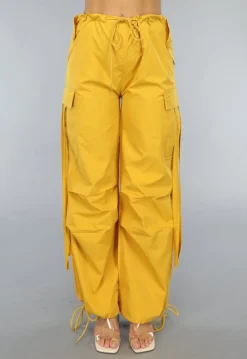 Mosterd Gele Parachute Broek met Zakken