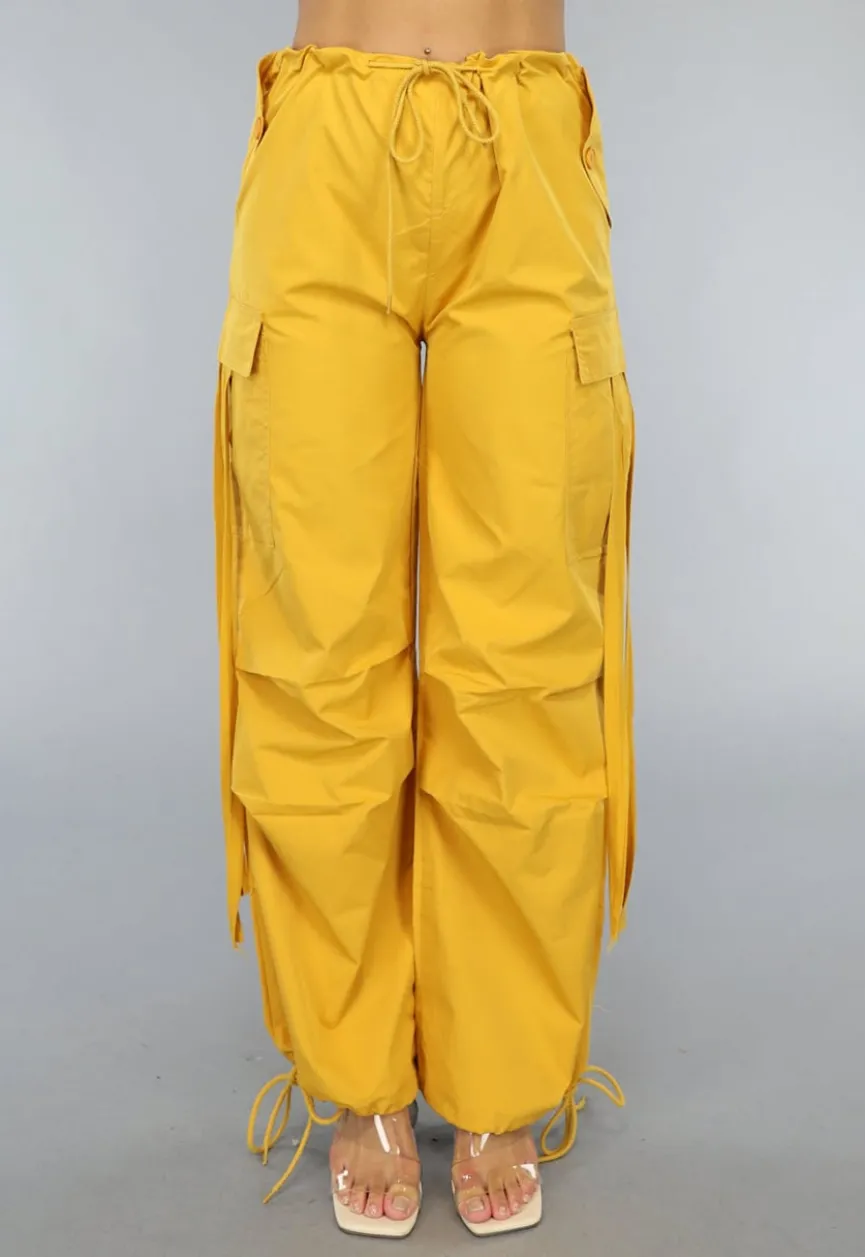 Mosterd Gele Parachute Broek met Zakken