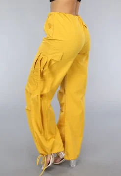 Mosterd Gele Parachute Broek met Zakken