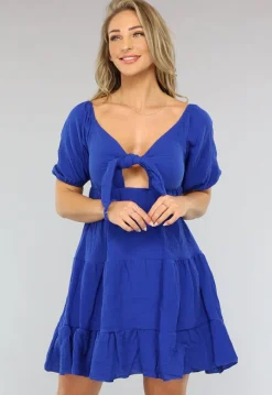 Mousseline Zomer Jurkje in Kobalt Blauw
