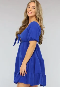 Mousseline Zomer Jurkje in Kobalt Blauw