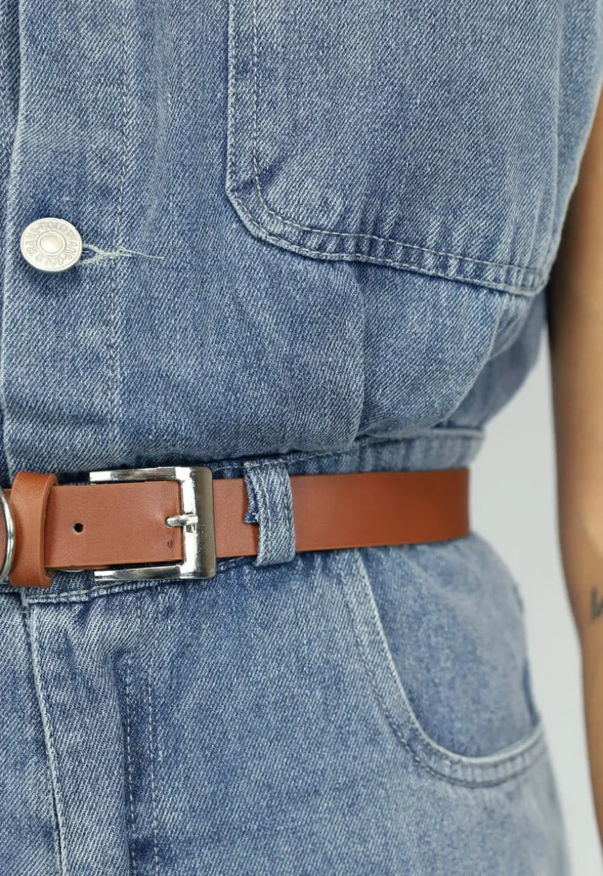 Mouwloze Denim Jumpsuit met Riem