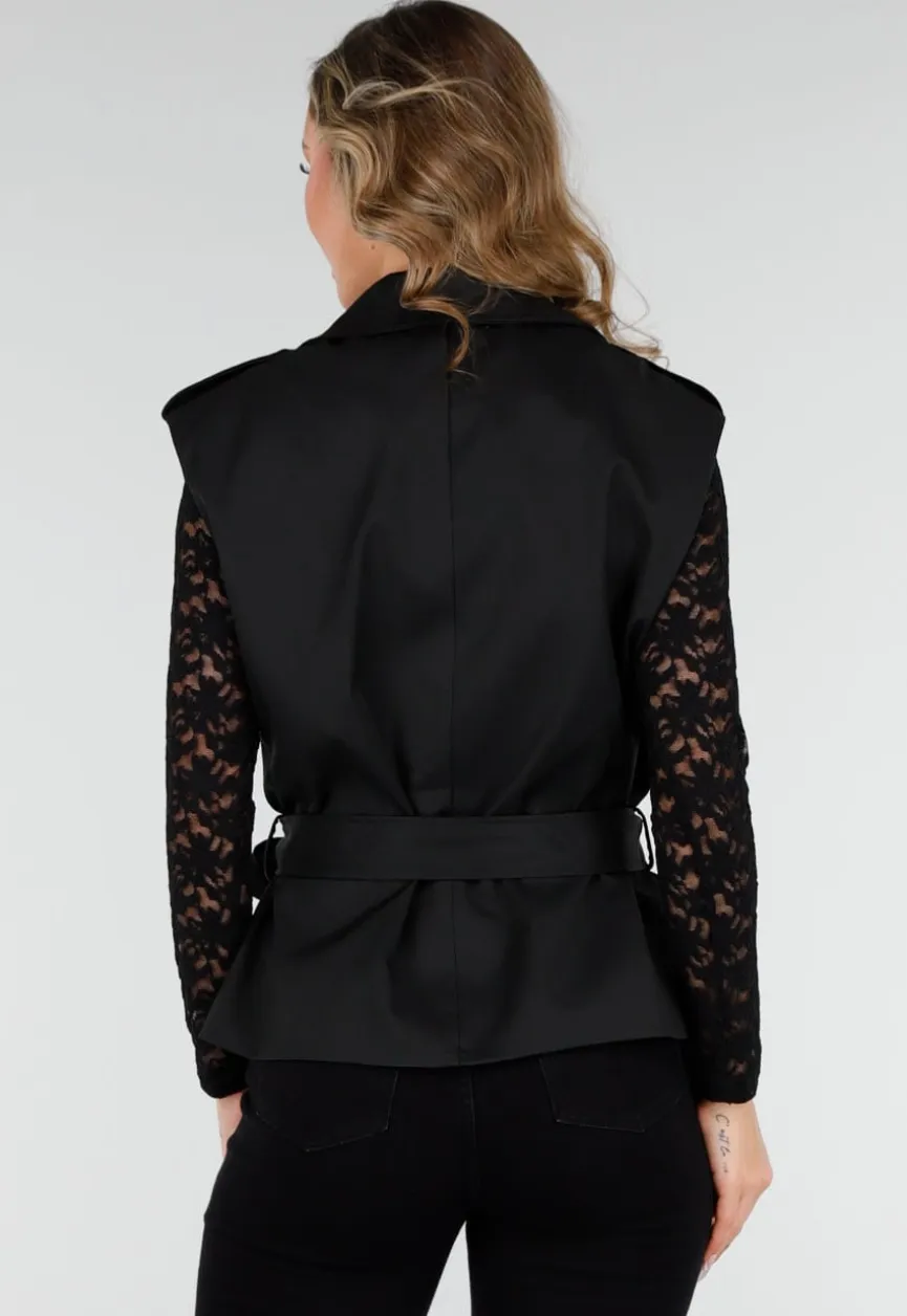 Mouwloze Overslag Blazer Zwart
