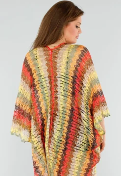 Multicolor Gehaakte Cover-Up met Zigzag en Franjes