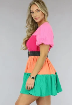 Multicolor Mousseline Blouse Jurk