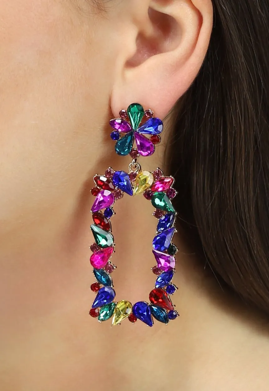 Multicolor Statment Glitter Oorbellen
